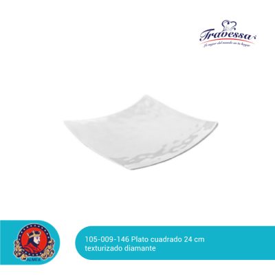 Plato Cuadrado 24 cm Melamina Blanca 105-009-146