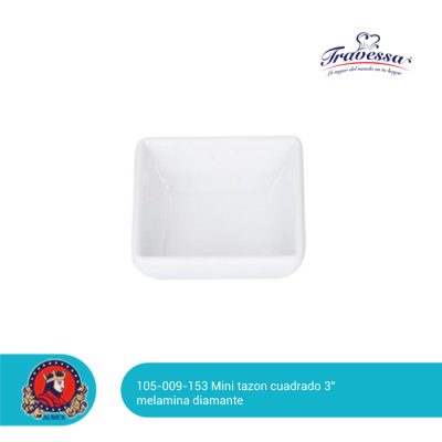 Mini Tazón Cuadrado 3" Melamina Blanca 105-009-153