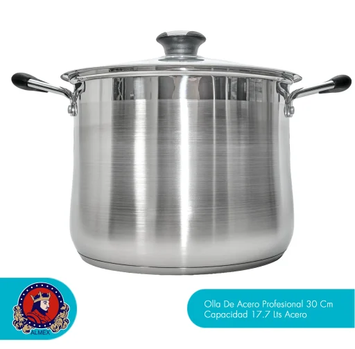 Olla De Acero Profesional 32 Cm Capacidad 21.7 Lts