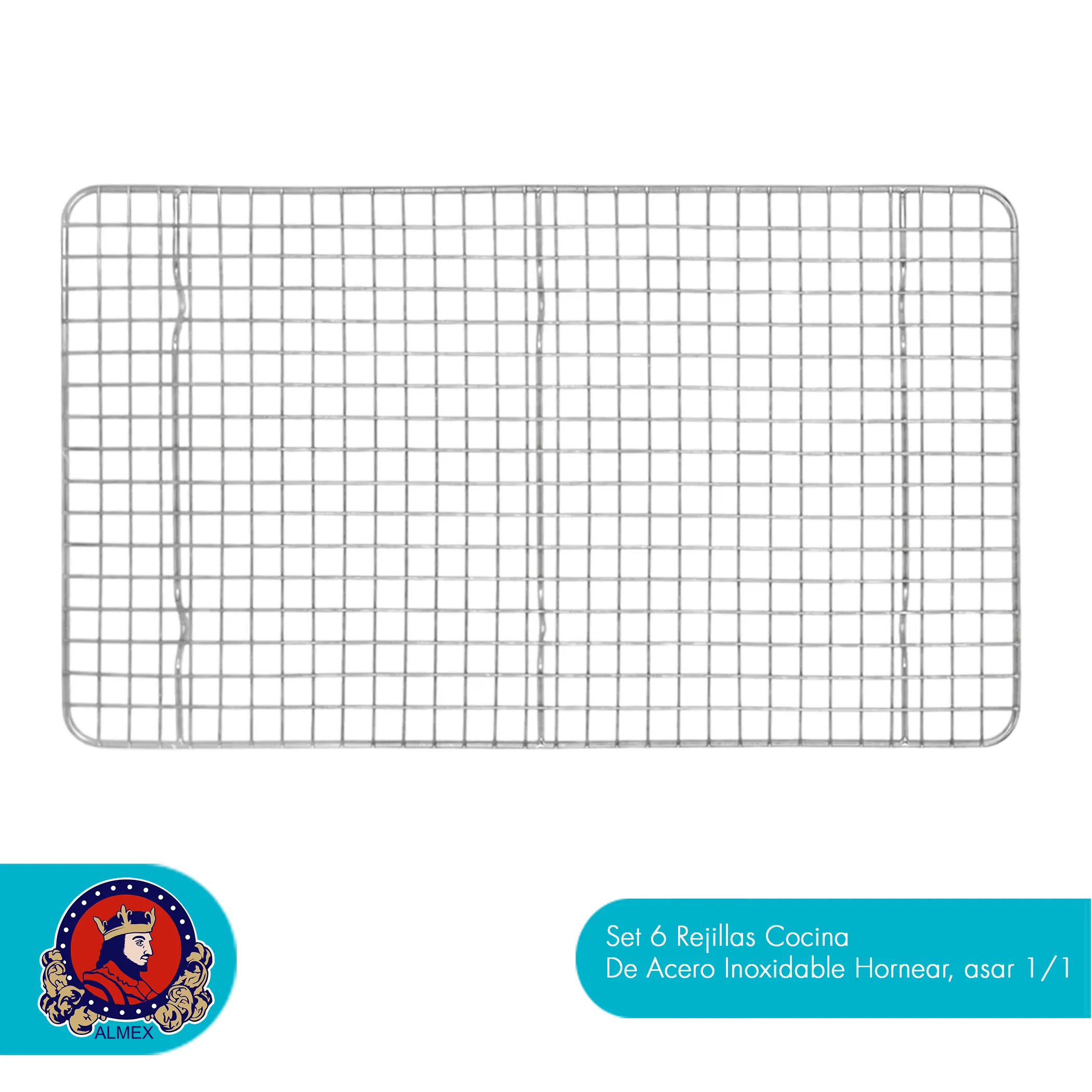 Set 6 Rejillas Cocina De Acero Inoxidable Hornear,asar 1/1