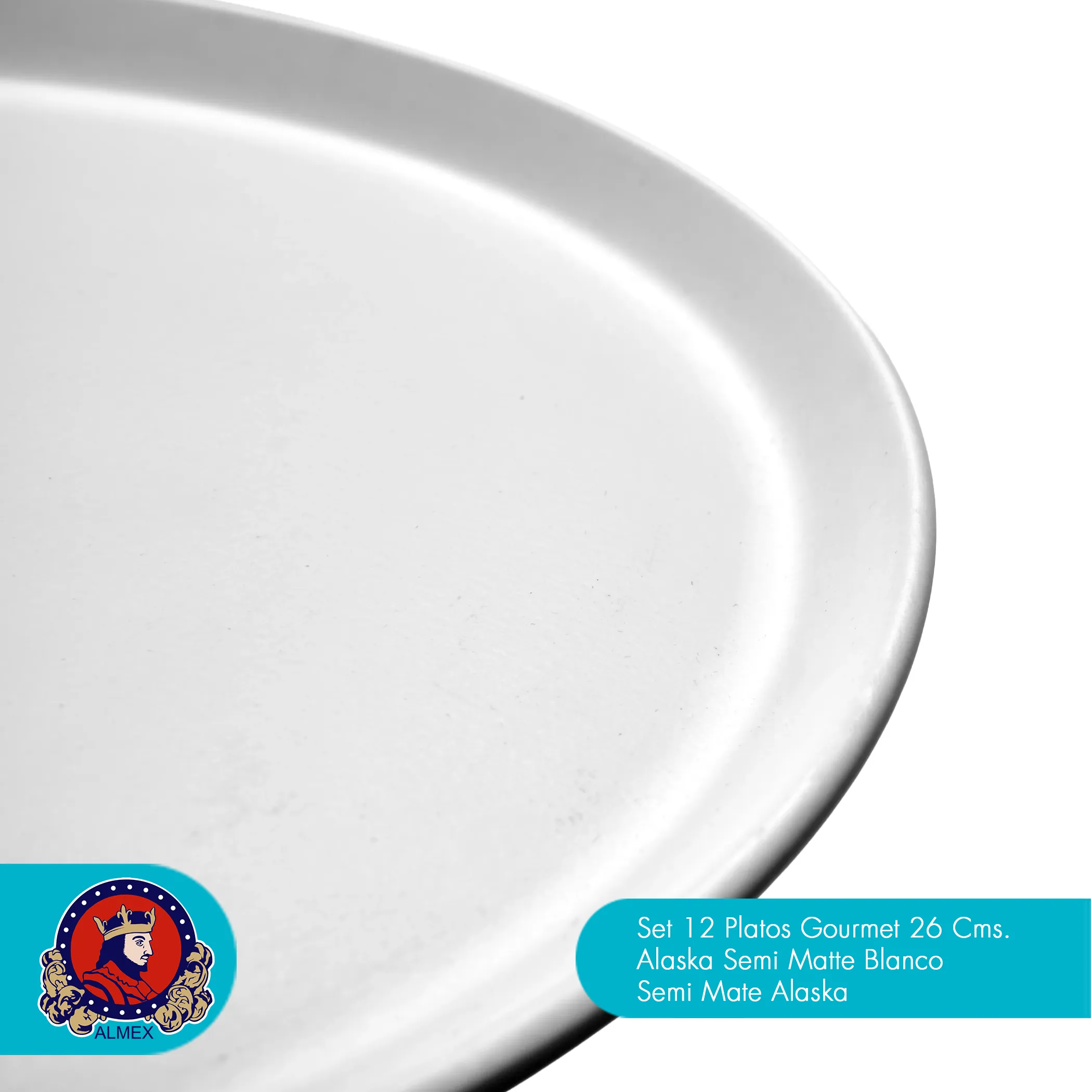 Platos Gourmet 26 Cms. Alaska Semi Matte Blanco