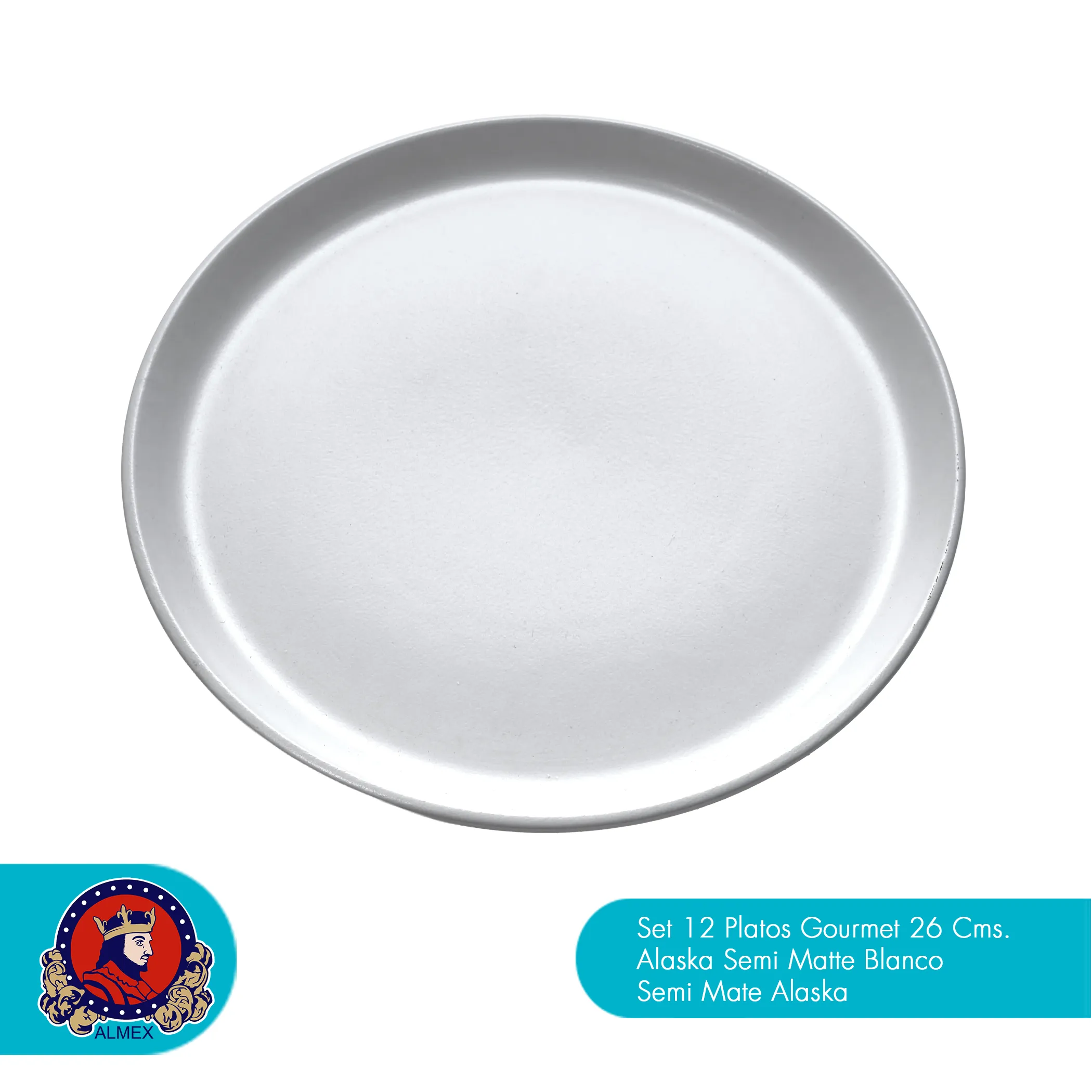 set-12-platos-gourmet-alaska-26cm-blanco-semi-mate - Imagen 3