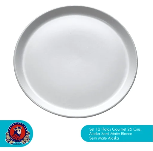 Platos Gourmet 26 Cms. Alaska Semi Matte Blanco