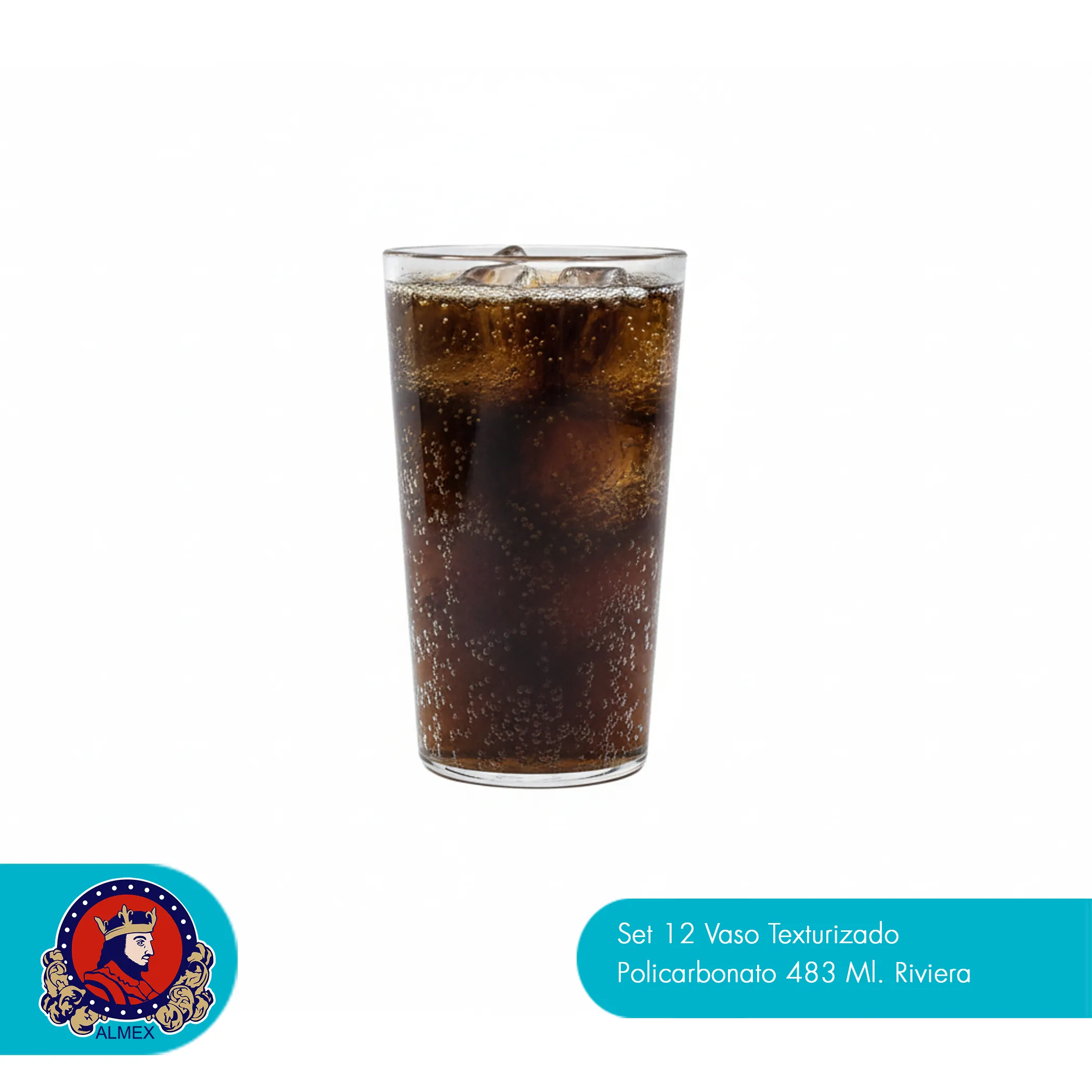 Vaso Texturizado Policarbonato 483 Ml. Riviera Transparente