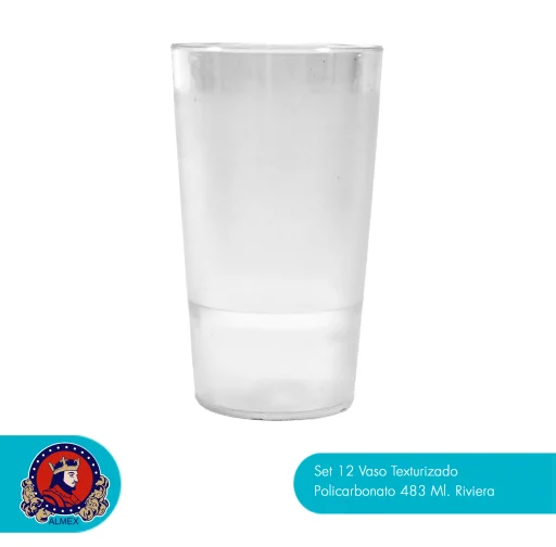 Vaso Texturizado Policarbonato 483 Ml. Riviera Transparente