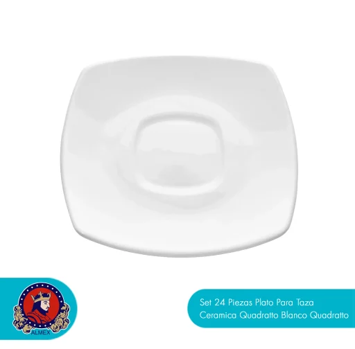 Piezas Plato Para Taza Ceramica Quadratto Blanco