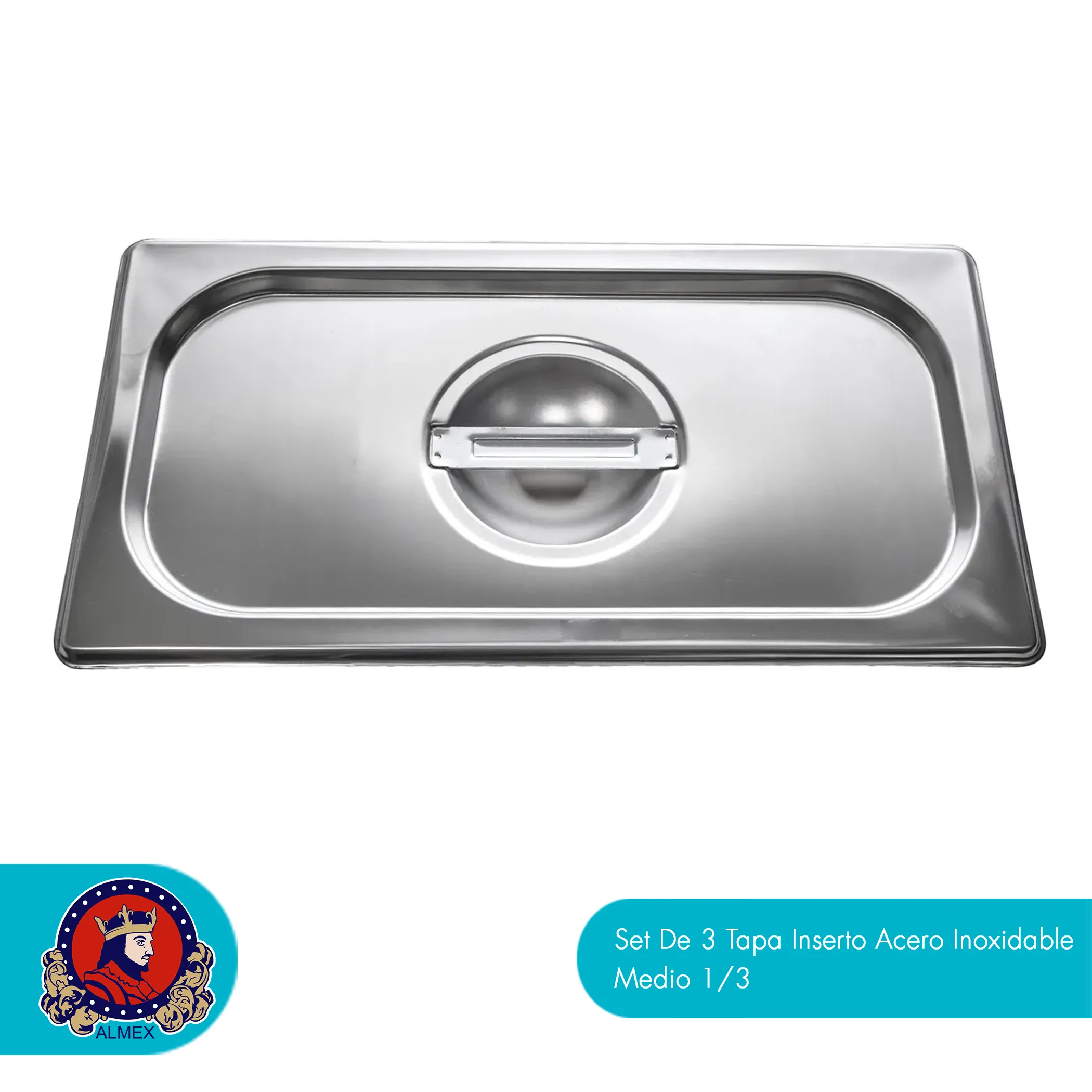 Set De 3 Tapa Inserto Acero Inoxidable Medio 1/3