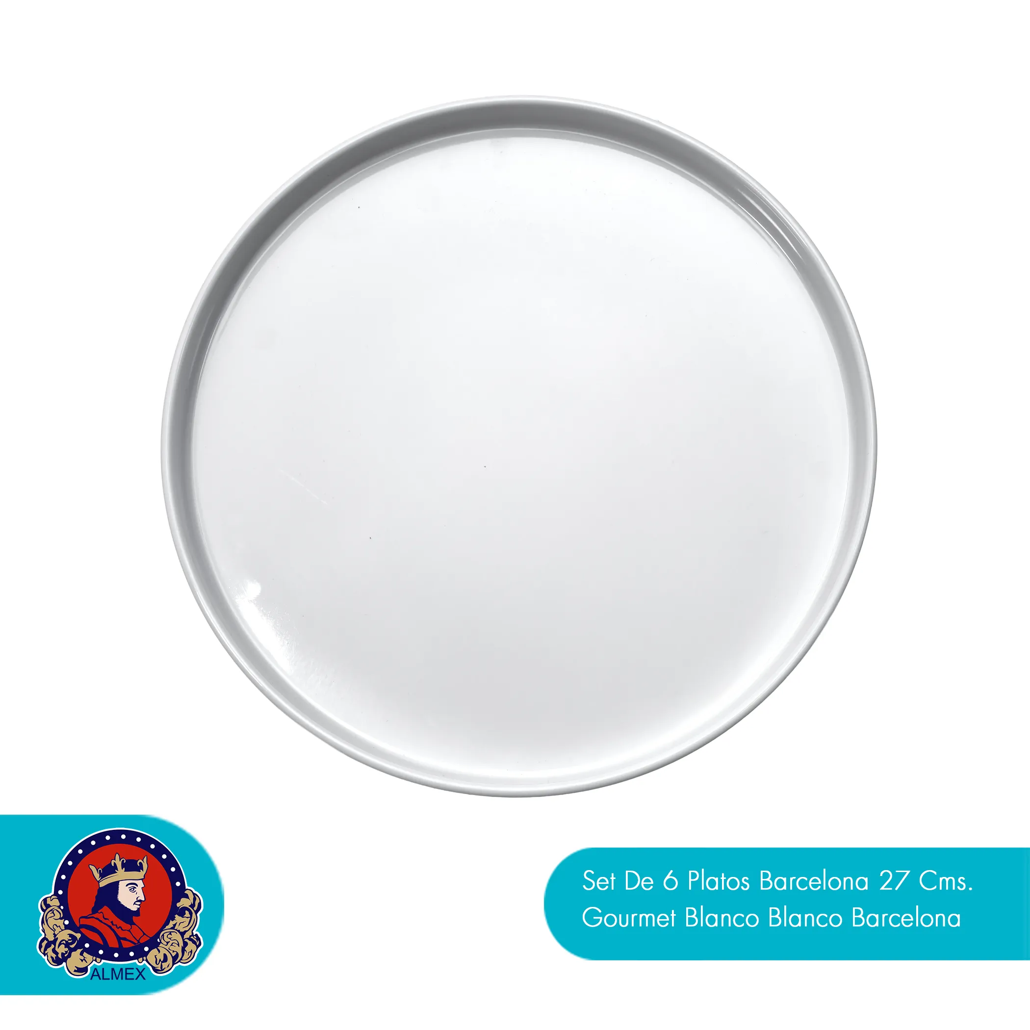 6 Platos Barcelona 27 Cms. Gourmet Blanco Blanco Barcelona