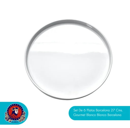 Set De 6 Platos Barcelona 27 Cms. Gourmet Blanco Blanco Barcelona
