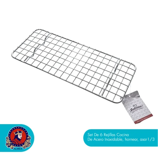 Set de 6 Rejillas Acero Inoxidable 1/3 Para Parrilla Profesional