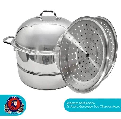 Vaporera Multifunción En Acero Quirúrgico Dos Charolas